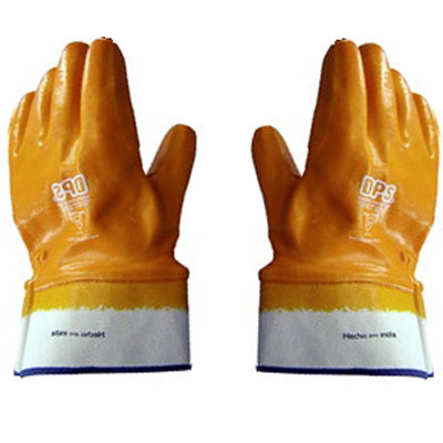 Par Guante Nitrilo Amarillo Puño de Lona IRAM