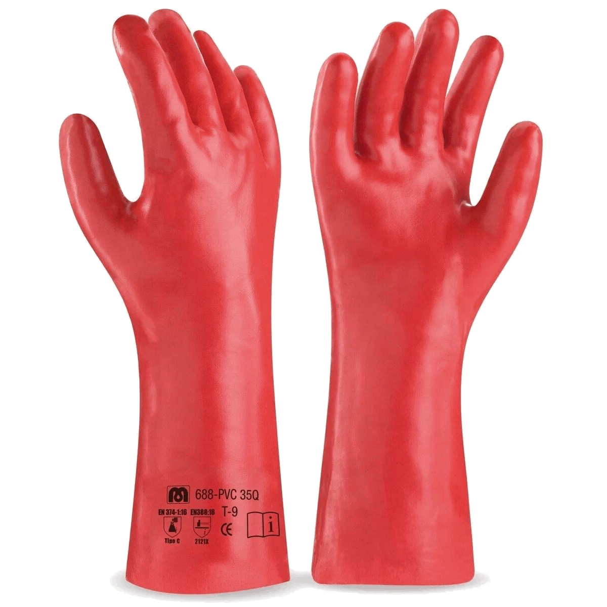 Par Guante PVC Rojo Semipesado 30 cm