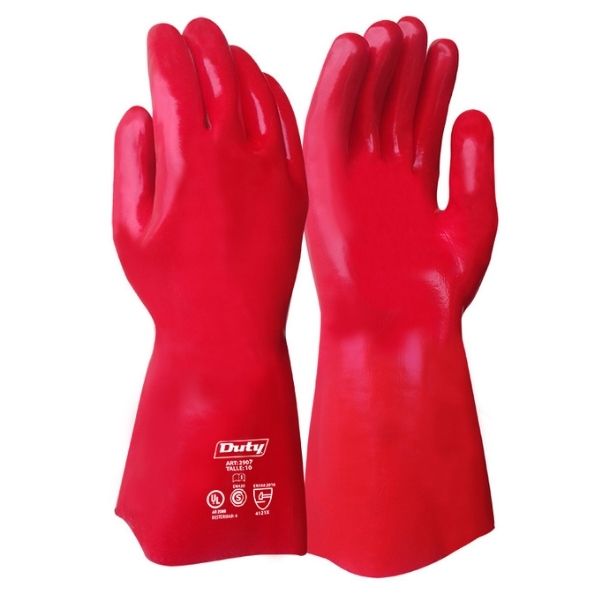 Par Guante PVC Rojo Semipesado 35 cm