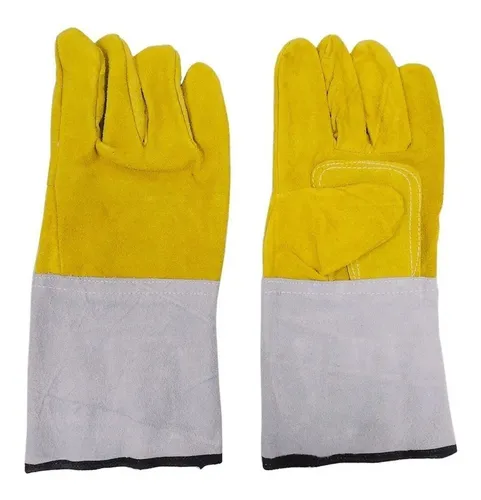 Par Guante Descarne Amarillo Premium con Refuerzo Puño Largo IRAM