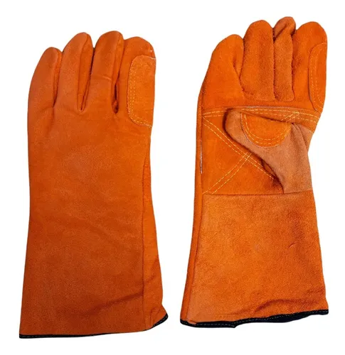 Par Guante Descarne Soldador Naranja Premium con Refuerzo y Costura Protegida Kevlar IRAM